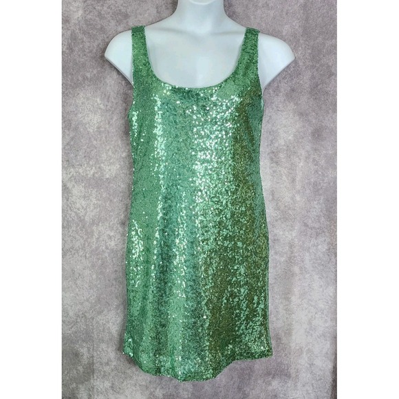 Rue 21 Mint Green Sequined Tank Mini Dress Womens XL Lined Sleeveless Party - Picture 1 of 7